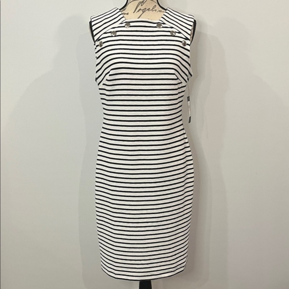 NWT Tommy Hilfiger sailor nautical textured stretch sheath dress 10